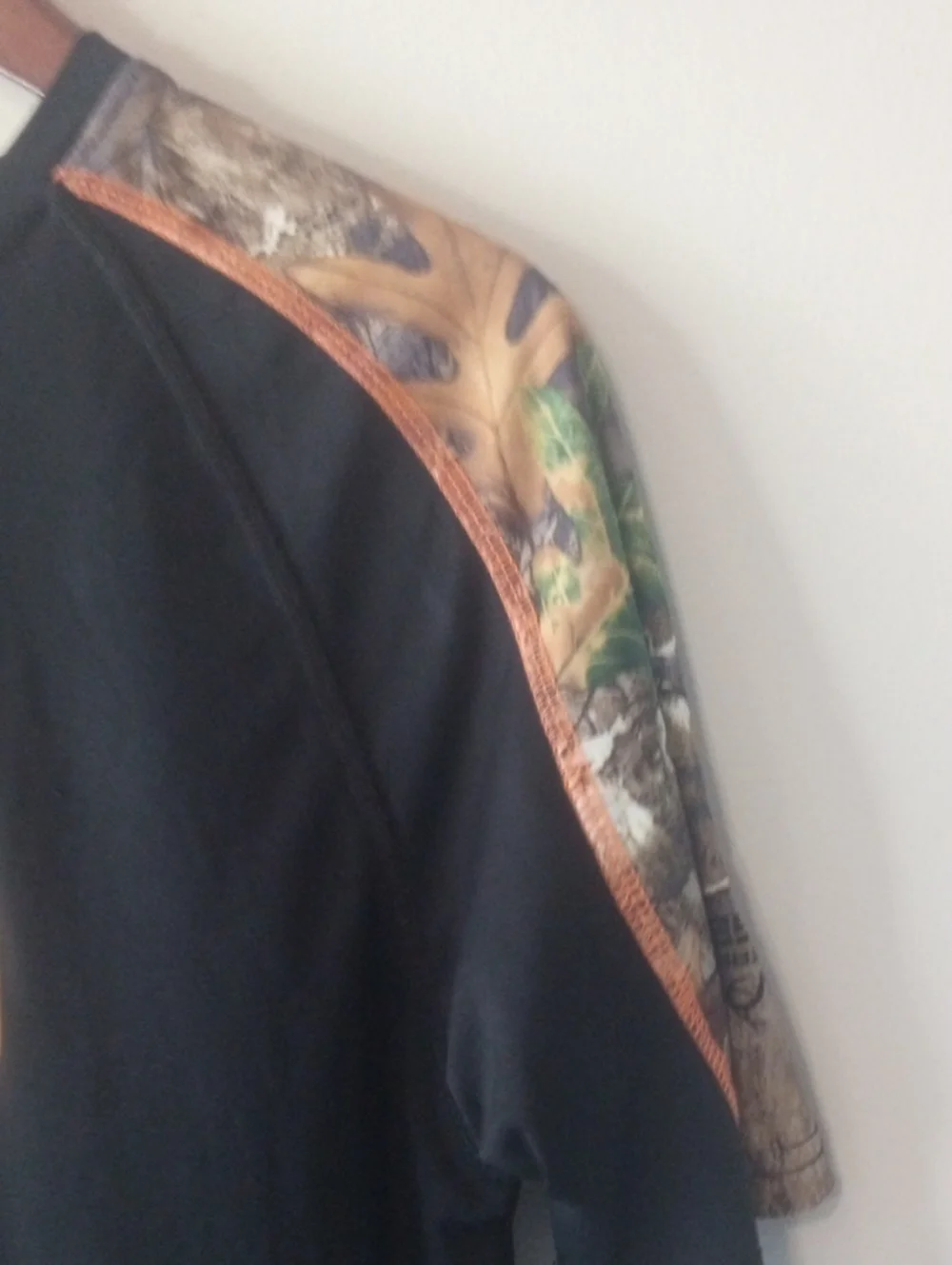 REALTREE Black Short-Sleeve Shirt with Orange Deer Logo and Camo Shoulders - Picture 4 of 7